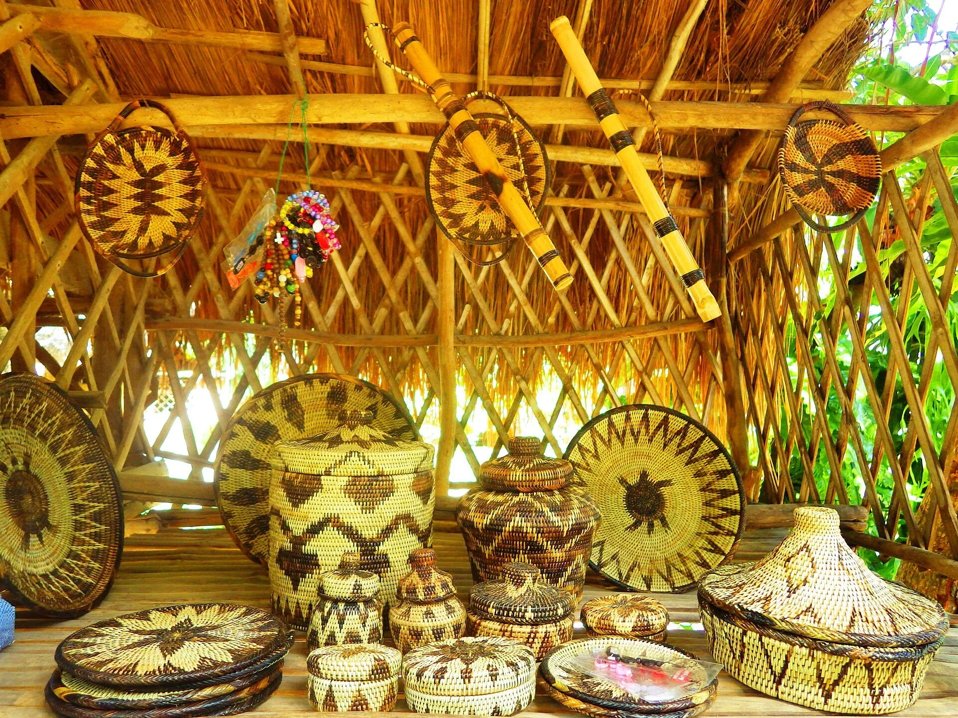 Woven Iraya Mangyan crafts displayed in Puerto Galera
